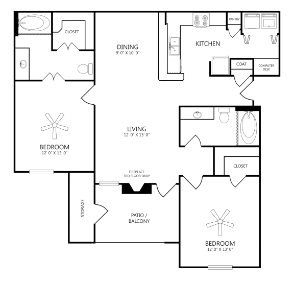 Floor Plans of Dakota Arms Apartments in Lubbock, TX